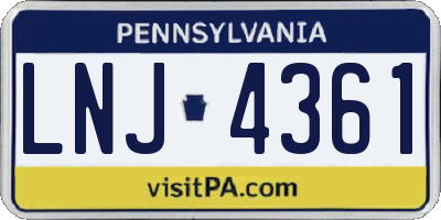 PA license plate LNJ4361