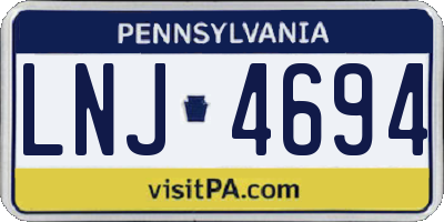 PA license plate LNJ4694