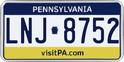 PA license plate LNJ8752
