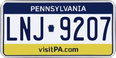 PA license plate LNJ9207