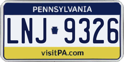 PA license plate LNJ9326