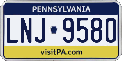 PA license plate LNJ9580