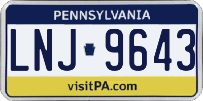 PA license plate LNJ9643