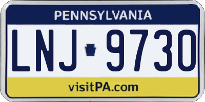 PA license plate LNJ9730