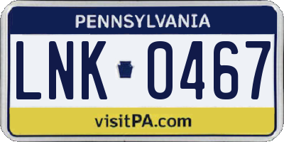PA license plate LNK0467