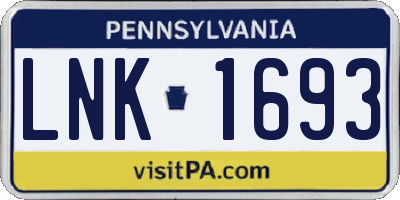 PA license plate LNK1693