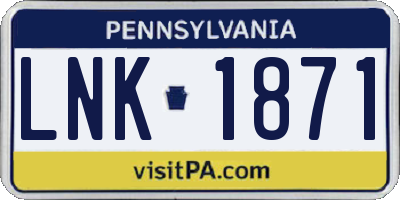 PA license plate LNK1871