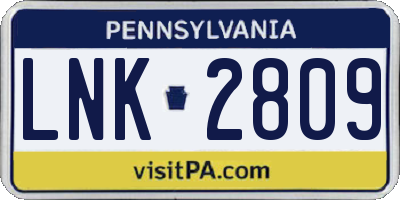 PA license plate LNK2809