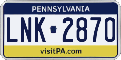 PA license plate LNK2870