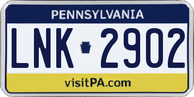 PA license plate LNK2902