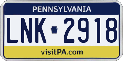PA license plate LNK2918