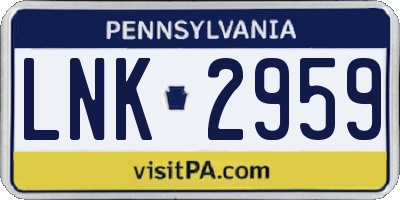 PA license plate LNK2959