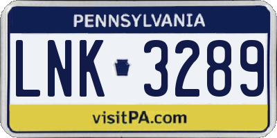 PA license plate LNK3289