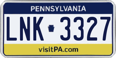 PA license plate LNK3327