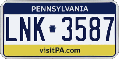 PA license plate LNK3587