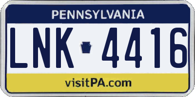PA license plate LNK4416