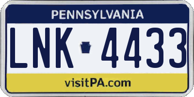 PA license plate LNK4433