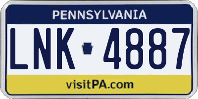 PA license plate LNK4887