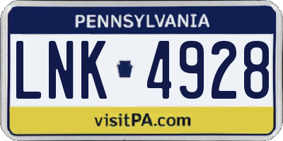 PA license plate LNK4928