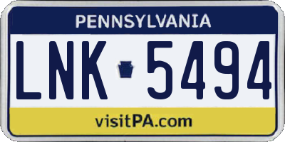 PA license plate LNK5494