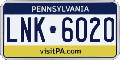 PA license plate LNK6020
