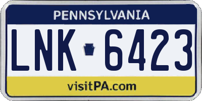 PA license plate LNK6423