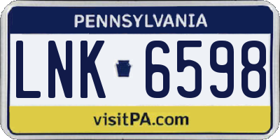 PA license plate LNK6598