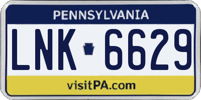 PA license plate LNK6629