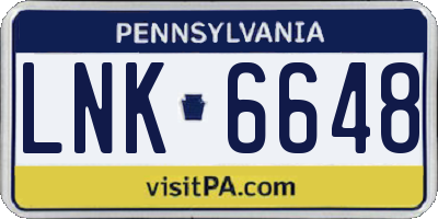 PA license plate LNK6648