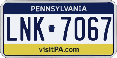 PA license plate LNK7067