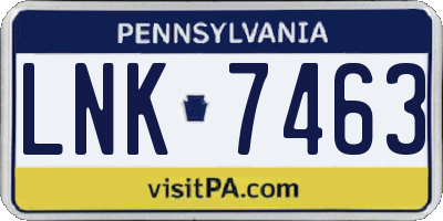 PA license plate LNK7463