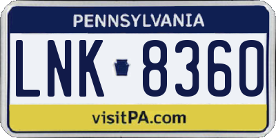 PA license plate LNK8360