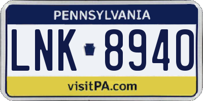 PA license plate LNK8940