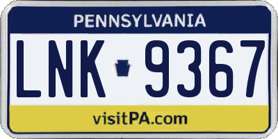 PA license plate LNK9367