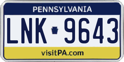 PA license plate LNK9643