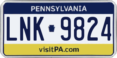 PA license plate LNK9824