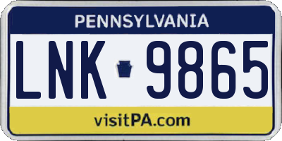 PA license plate LNK9865