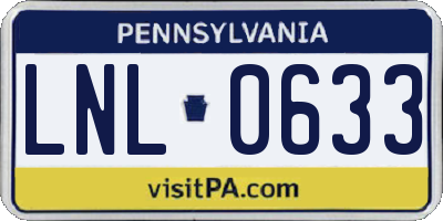 PA license plate LNL0633