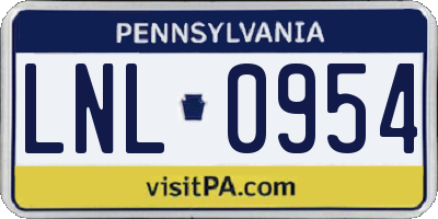 PA license plate LNL0954