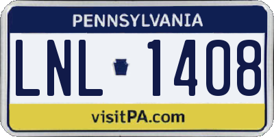 PA license plate LNL1408