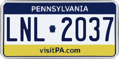 PA license plate LNL2037
