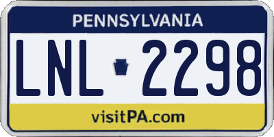 PA license plate LNL2298