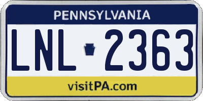 PA license plate LNL2363