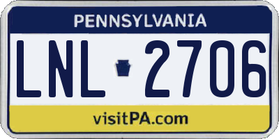 PA license plate LNL2706