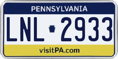 PA license plate LNL2933