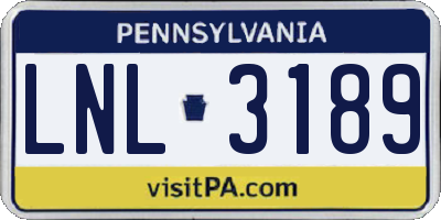 PA license plate LNL3189