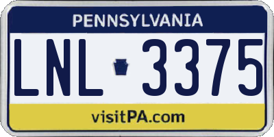 PA license plate LNL3375