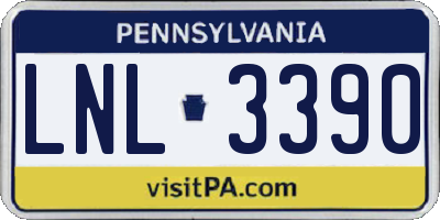 PA license plate LNL3390