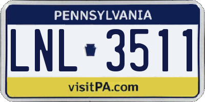 PA license plate LNL3511
