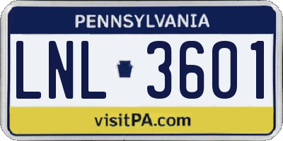 PA license plate LNL3601